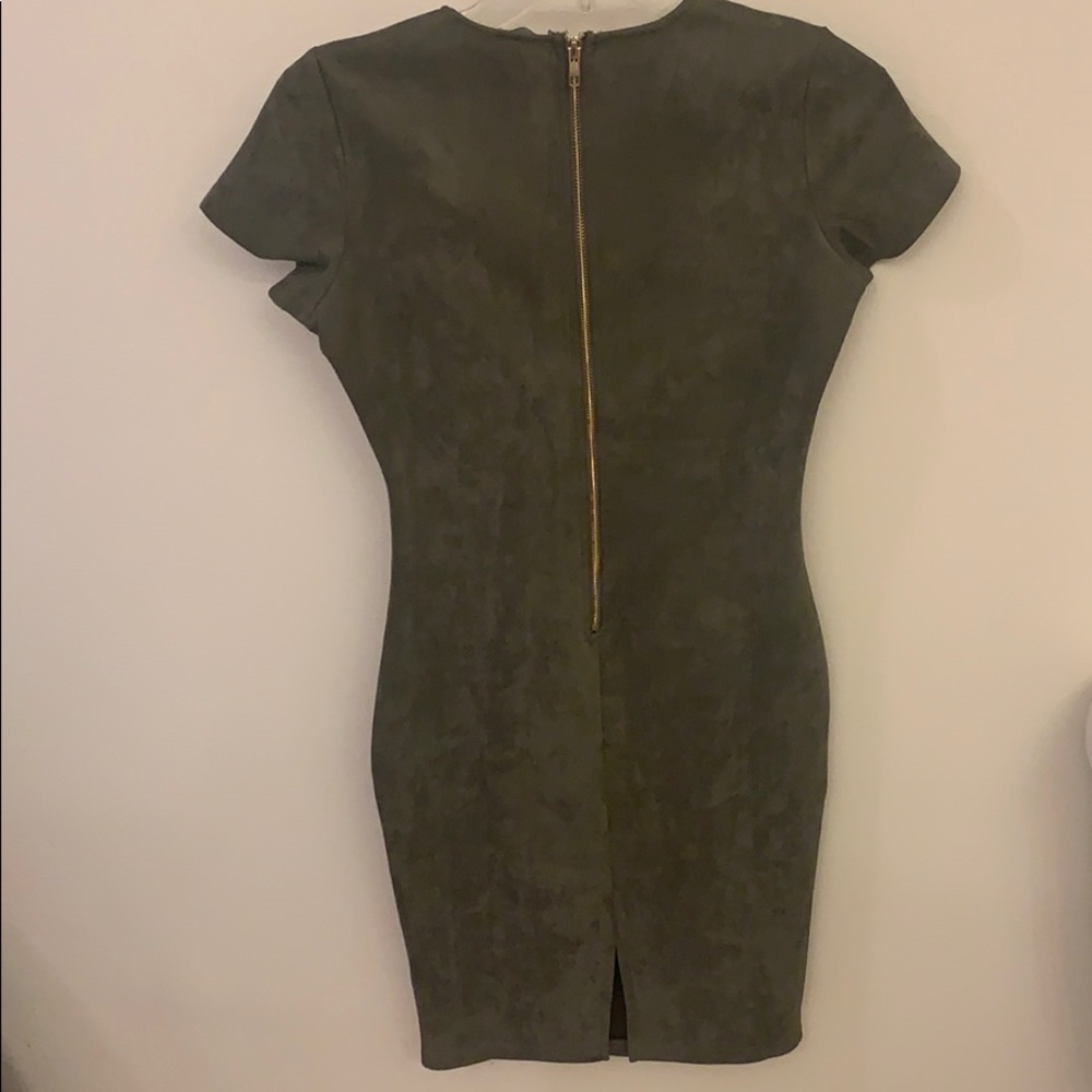Hunter green fitted suede dress - Picture 3 of 5